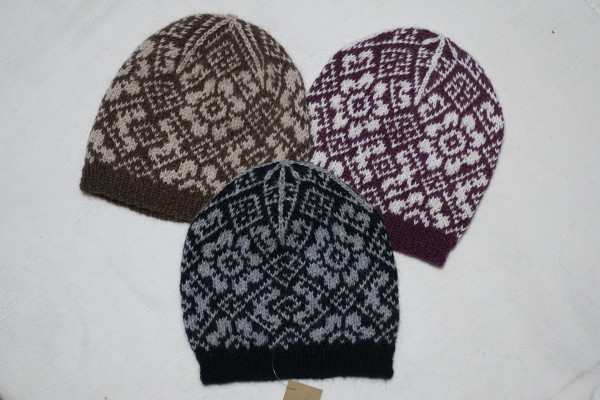 Beanie Strick-Mütze Alpaca Norweger Strickmütze Fair Isle 'Irish flowers'
