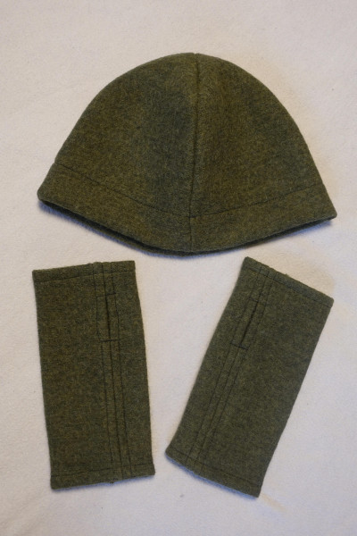 Walkmütze + Walkstulpen mit Daumenloch im SET UNISEX