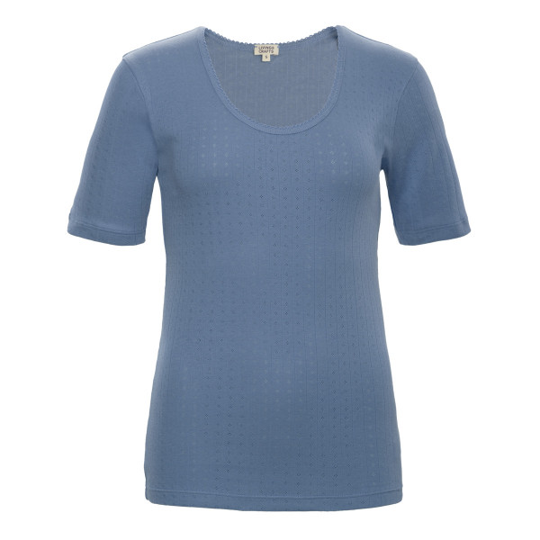Damen Schlaf-Shirt Schlafshirt mit Ajour-Muster GOTS Roos