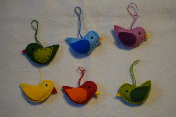 6x Filzanhänger 'Vögel' Anhänger Baumschmuck Dekoration