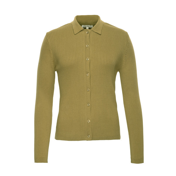 Damen Strickjacke Strick-Jacke mit Polokragen Baumwolle GOTS