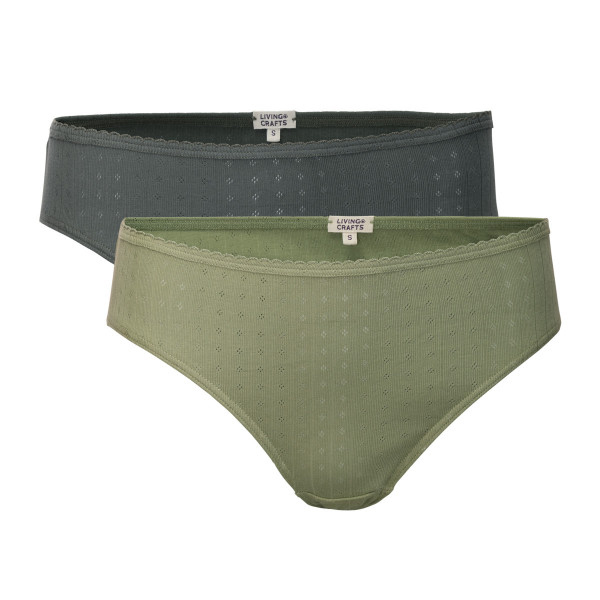 Damen Slip 2er Pack Ajourmuster GOTS