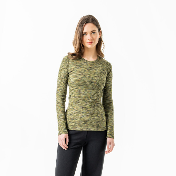 Damen Langarm-Shirt Langarmshirt in feinem Rippenstrick GOTS