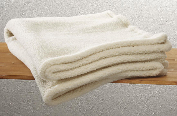 Kniedecke Wollflordecke Schafwollplüsch-Decke Wollflor Schafwollvlies kbT GOTS